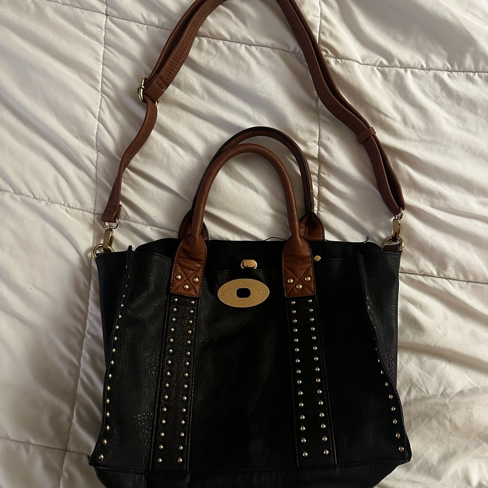 Stylish Black and Brown Handbag
